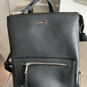 Aldo black leather backpack.